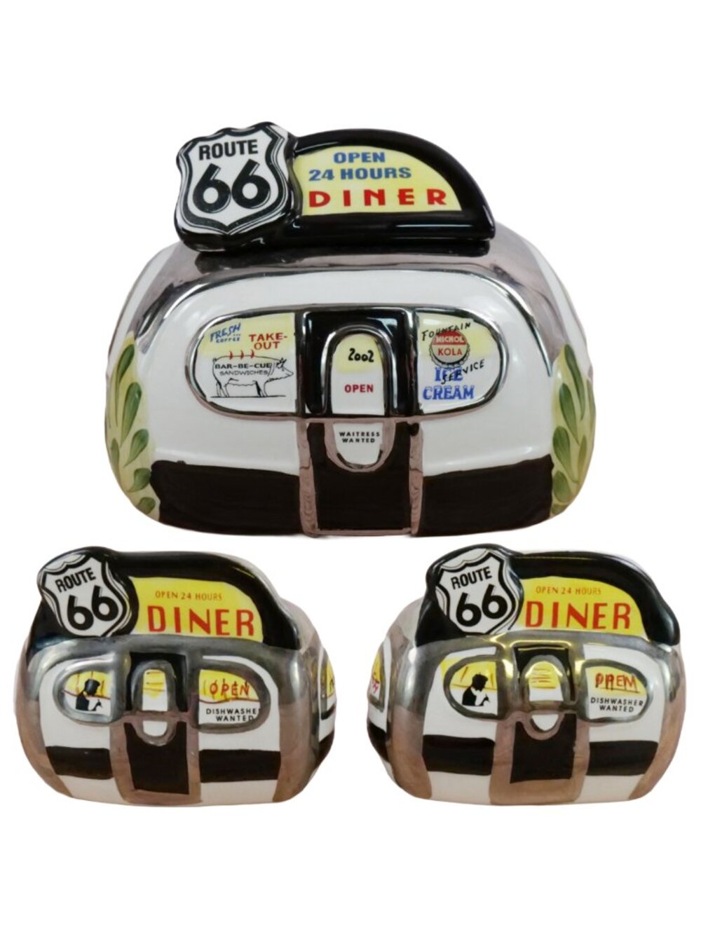 Henry Cavanagh Route 66 Diner Cookie Jar Salt Pepper Shakers Vintage
